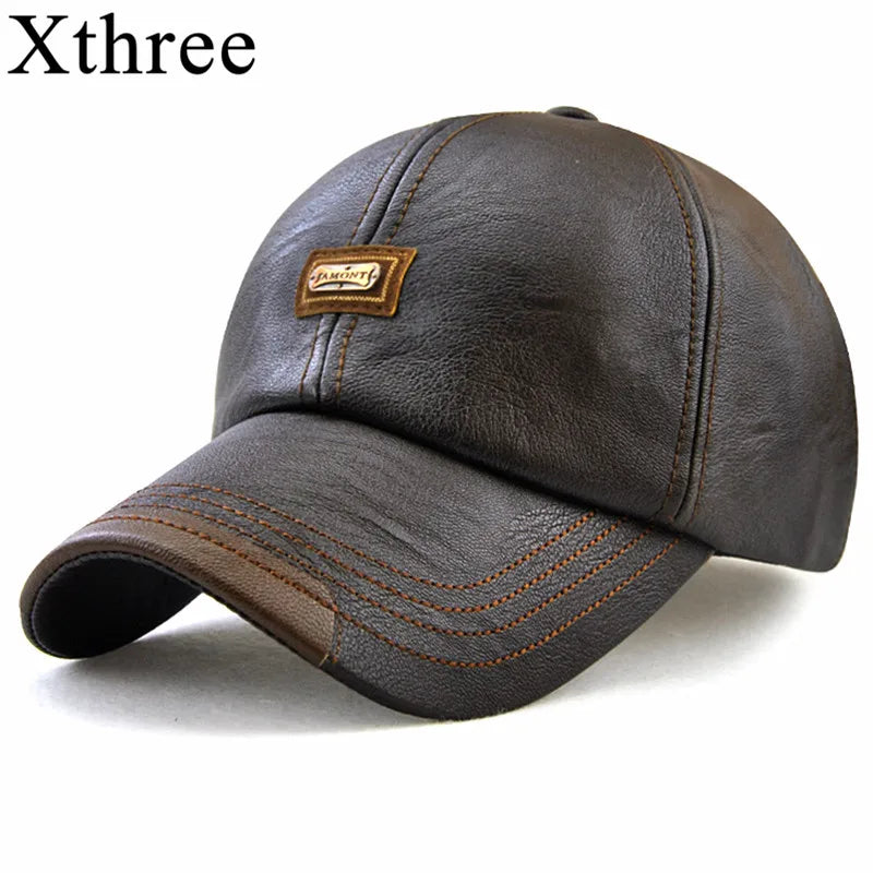 Fashion High Quality Faux Leather Cap Fall Winter Hat Casual Snapback Baseball Cap for Men Women