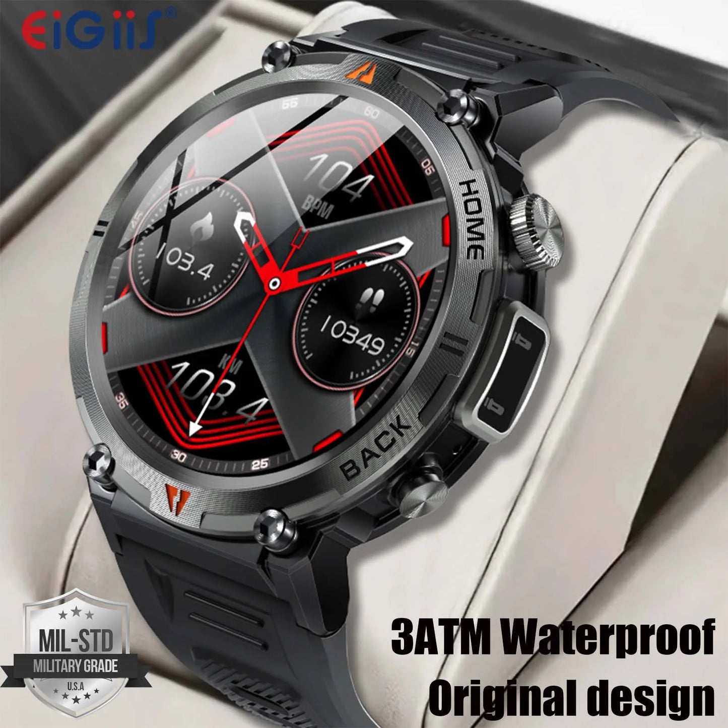 Waterproof Original And Genuine Original Design Men Bluetooth Call Health Monitor With Flashlight