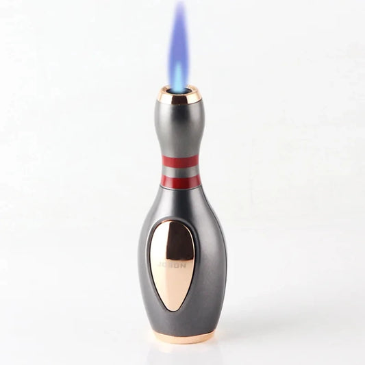 JOBON Novelty Bowling Ball Appearance Gas Lighter Windproof Straight Rush Blue Flame Cigar Turbo Torch Small Portable Ornament