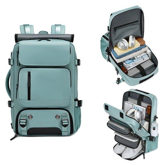 Travel Backpack Waterproof 16 Inch Business Laptop Back Pack with Shoe Bag Hidden USB Charging